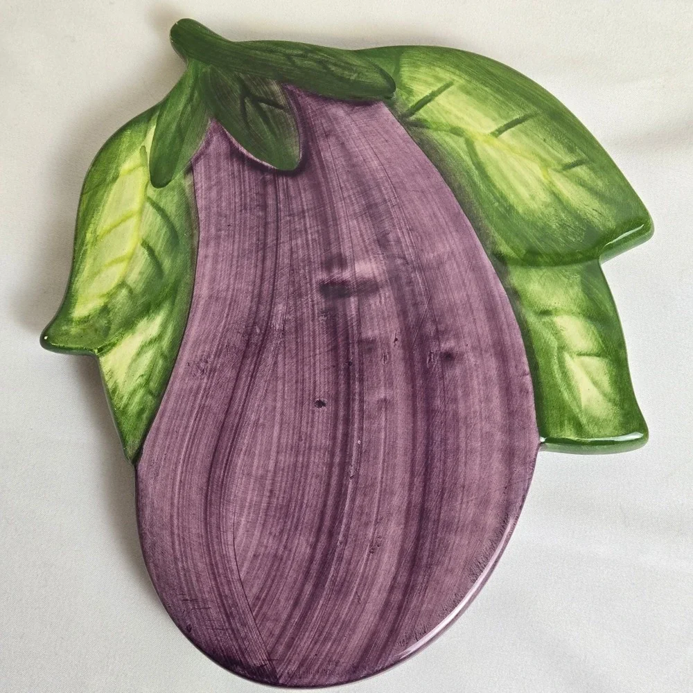 Eggplant Aubergine Ceramic Footed Trivet, 7